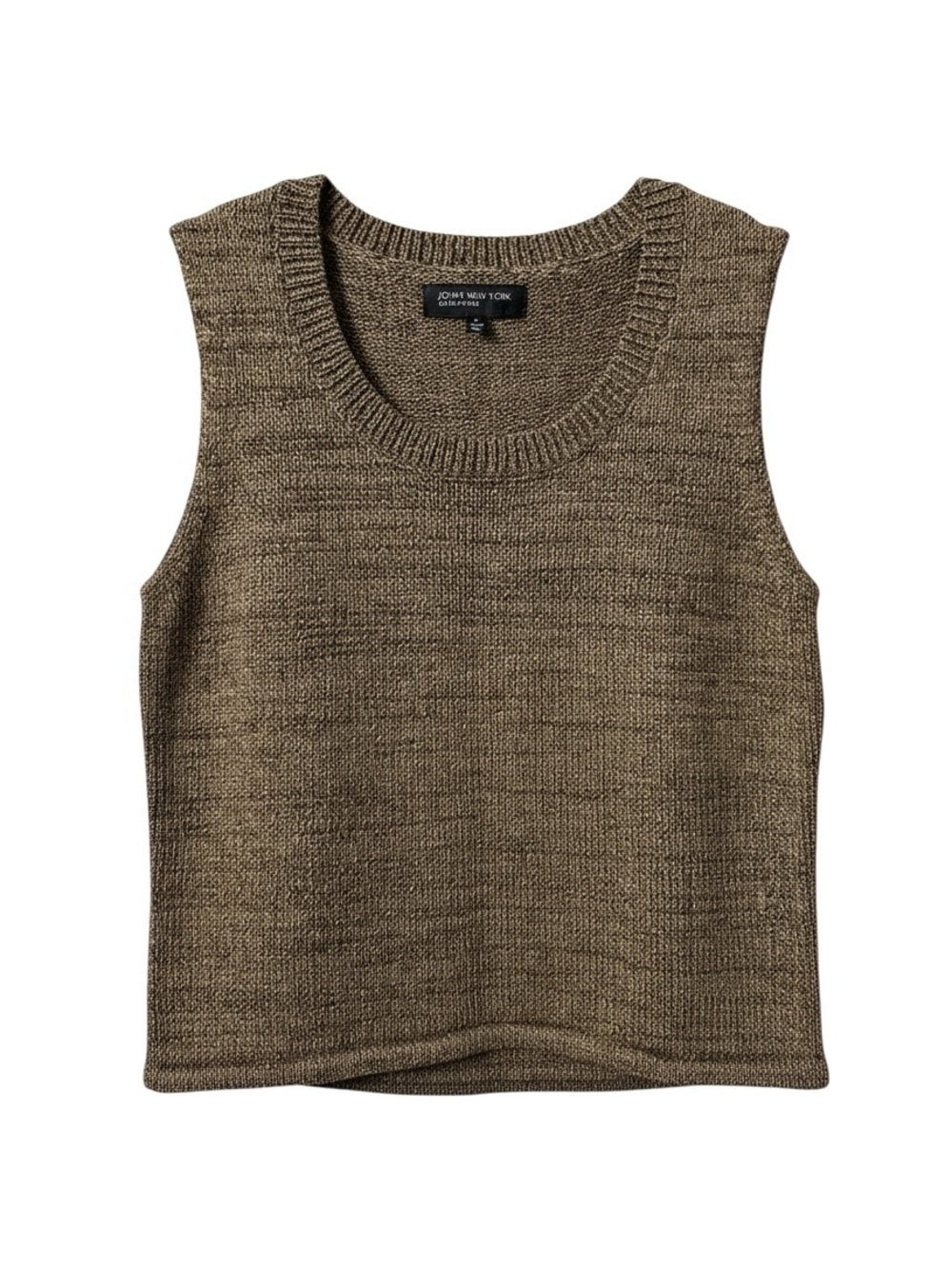 Jones New York Sleeveless Knit Scoop Neck Sweater in Brown